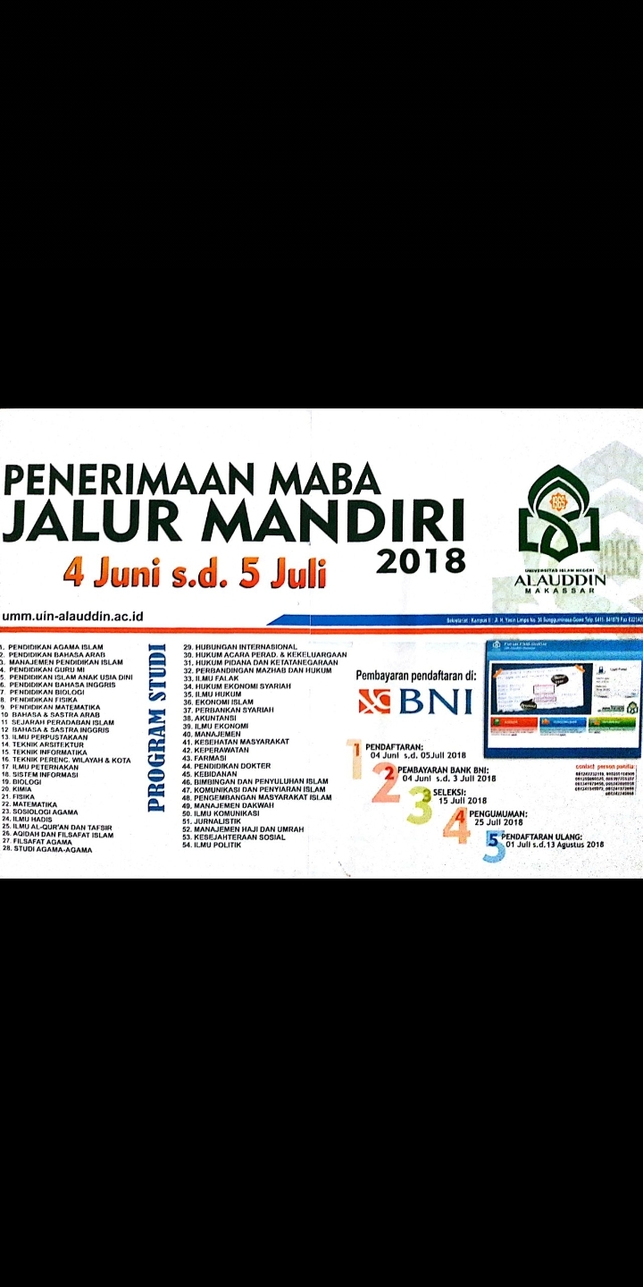 Gambar Tiga Hari Lagi Batas Pembayaran Pendaftaran Jalur UMM UIN